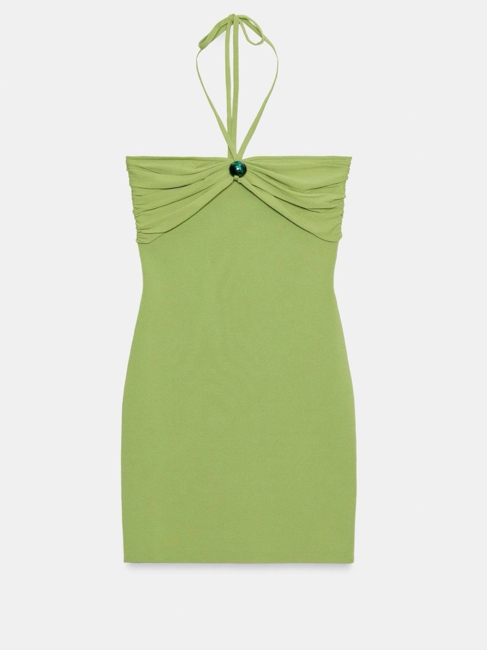 Zara Lime Green Strapless Halter Mini Dress